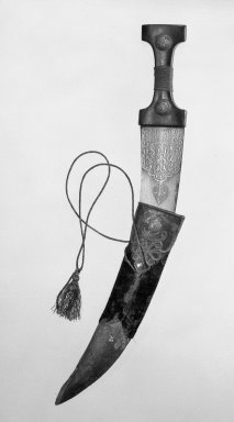  <em>Dagger with Scabbard</em>. Steel, leather, 15 5/8 in. (39.7 cm). Brooklyn Museum, Gift of Percy C. Madeira, Jr., 42.245.13a-b. Creative Commons-BY (Photo: Brooklyn Museum, 42.245.13a-b_bw.jpg)