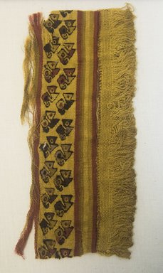 Chancay. <em>Textile Fragment, undetermined</em>, 1000-1532. Cotton, camelid fiber, 3 15/16 x 8 11/16 in. (10 x 22 cm). Brooklyn Museum, Gift of Daniel Berry Austin, 42.26.6. Creative Commons-BY (Photo: Brooklyn Museum, 42.26.6_front_PS5.jpg)