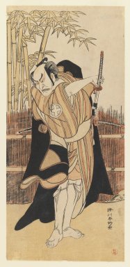 Katsukawa Shunko (Japanese, 1743-1812). <em>The Actor Otani Hiroemon III</em>, 1780. Color woodblock print on paper, 12 3/8 x 6 3/4 in. (31.4 x 14.5 cm). Brooklyn Museum, Gift of Frederic B. Pratt, 42.87 (Photo: Brooklyn Museum, 42.87_IMLS_PS3.jpg)