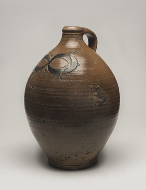 Thomas W. Commeraw (American, active first quarter 19th century). <em>Jug</em>, early 19th century. Ceramic, glaze, underglaze (cobalt), 15 × 10 × 10 in. (38.1 × 25.4 × 25.4 cm). Brooklyn Museum, Gift of Arthur W. Clement, 43.128.12. Creative Commons-BY (Photo: Brooklyn Museum, 43.128.12_PS11.jpg)