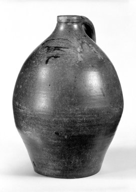 Lewis & Gardiner. <em>Jug</em>, 1827–1854. Stoneware, 15 3/4 in. (40 cm). Brooklyn Museum, Gift of Arthur W. Clement, 43.128.17. Creative Commons-BY (Photo: Brooklyn Museum, 43.128.17_bw.jpg)