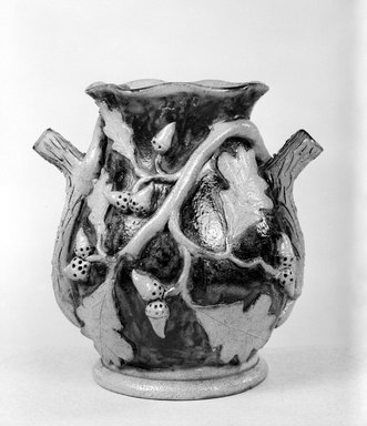 American. <em>Jar</em>, ca. 1860. Stoneware, 9 5/8 x 9 1/2 x 8 in. (24.4 x 24.1 x 20.3 cm). Brooklyn Museum, Gift of Arthur W. Clement, 43.128.181. Creative Commons-BY (Photo: Brooklyn Museum, 43.128.181_bw.jpg)