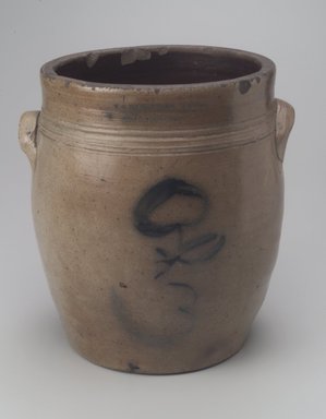 American. <em>Jar</em>, 1842–1843. Stoneware, 12 x 11 5/8 x 10 3/4 in. (30.5 x 29.5 x 27.3 cm). Brooklyn Museum, Gift of Arthur W. Clement, 43.128.182. Creative Commons-BY (Photo: Brooklyn Museum, 43.128.182.jpg)