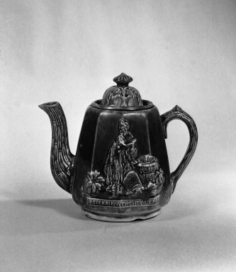  <em>Teapot</em>, Circa 1857. Earthenware, 8 1/2 in. (21.6 cm). Brooklyn Museum, Gift of Arthur W. Clement, 43.128.202. Creative Commons-BY (Photo: Brooklyn Museum, 43.128.202_acetate_bw.jpg)