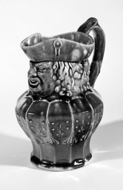 American Pottery Company (1833-ca 1854). <em>Toby Jug</em>, ca. 1840 - 1845. Earthenware, 6 1/8 in. (15.6 cm). Brooklyn Museum, Gift of Arthur W. Clement, 43.128.26. Creative Commons-BY (Photo: Brooklyn Museum, 43.128.26_threequarter_bw.jpg)