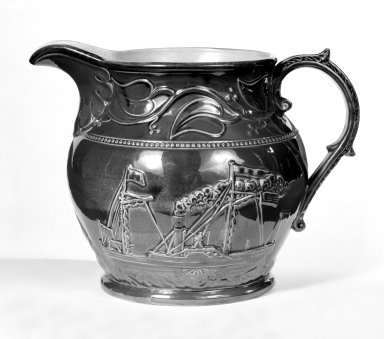 American. <em>Pitcher</em>. Earthenware, rockingham glaze, 7 7/8 in. (20 cm). Brooklyn Museum, Gift of Arthur W. Clement, 43.128.37. Creative Commons-BY (Photo: Brooklyn Museum, 43.128.37_bw.jpg)
