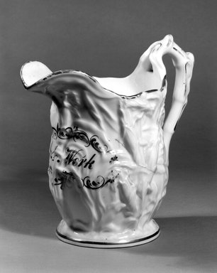 American. <em>Pitcher</em>, ca. 1850. Porcelain, Height: 10 in. (25.4 cm.); Diameter of base: 5 1/4 in. (13.3 cm.). Brooklyn Museum, Gift of Arthur W. Clement, 43.128.53. Creative Commons-BY (Photo: Brooklyn Museum, 43.128.53_bw.jpg)