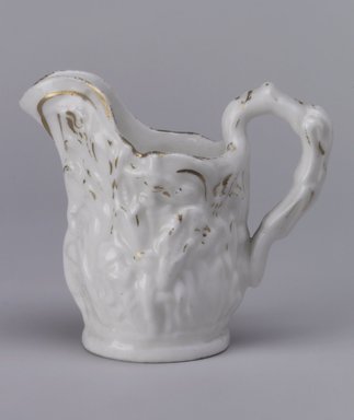 Attributed to Josiah Jones. <em>Miniature Pitcher</em>, 1848-1856. Porcelain, 3 3/8 x 4 3/4 x 2 1/8 in. (8.6 x 12.1 x 5.4 cm). Brooklyn Museum, Gift of Arthur W. Clement, 43.128.54. Creative Commons-BY (Photo: Brooklyn Museum, 43.128.54.jpg)