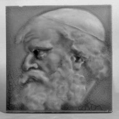 J. & J. G. Low Art Tile Works (1877-1907). <em>Tile</em>, ca. 1881-1883. Earthenware, 6 1/8 x 6 1/8 in. (15.6 x 15.6 cm). Brooklyn Museum, Gift of Arthur W. Clement, 43.128.65 (Photo: Brooklyn Museum, 43.128.65_acetate_bw.jpg)