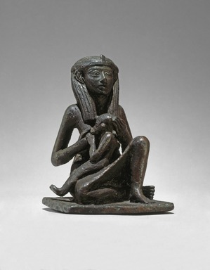  <em>Princess Sobeknakht Suckling a Prince</em>, ca. 1700-after 1630 B.C.E. Copper alloy, 4 x 2 3/4 x 3 1/4 in. (10.2 x 7 x 8.3 cm). Brooklyn Museum, Charles Edwin Wilbour Fund, 43.137. Creative Commons-BY (Photo: Brooklyn Museum, 43.137_SL1.jpg)