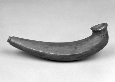 Native Alaskan. <em>Pipe</em>, 20th century. Wood, metal, 13 x 3 x 4 1/2 in. or (31.0 x 7.0 cm). Brooklyn Museum, Anonymous gift in memory of Dr. Harlow Brooks, 43.201.153. Creative Commons-BY (Photo: Brooklyn Museum, 43.201.153_bw.jpg)