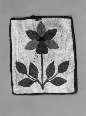 Probably Chippewa (Anishinaabe). <em>Ceremonial Bag with Floral Beadwork</em>, early 20th century. Cloth, beads, 13 x 11 in. (33 x 27.9 cm). Brooklyn Museum, Anonymous gift in memory of Dr. Harlow Brooks, 43.201.61. Creative Commons-BY (Photo: Brooklyn Museum, 43.201.61_bw.jpg)