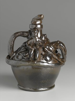 American. <em>Jug</em>, 1860-1880. Earthenware, Height: 11 in. (27.9 cm). Brooklyn Museum, Gift of Arthur W. Clement, 44.1.20a-b. Creative Commons-BY (Photo: Brooklyn Museum, 44.1.20a-b_PS1.jpg)