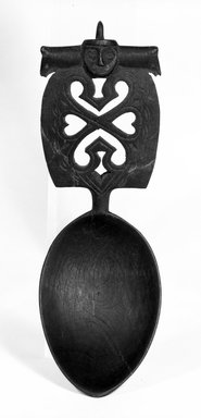 Possibly Moro. <em>Small Spoon</em>. Brown light wood, 2 3/16 × 6 1/2 in. (5.5 × 16.5 cm). Brooklyn Museum, Anonymous gift, 44.114.2. Creative Commons-BY (Photo: Brooklyn Museum, 44.114.2_bw.jpg)