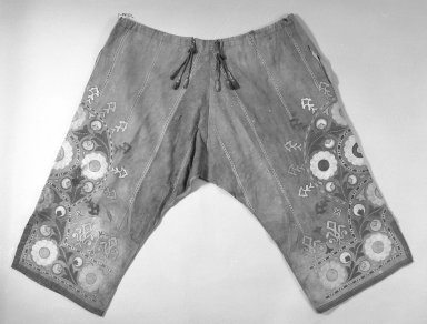  <em>Trousers</em>. Leather Brooklyn Museum, Gift of the Estate of Ida Jacobus Grant, 44.116.3. Creative Commons-BY (Photo: Brooklyn Museum, 44.116.3_bw.jpg)