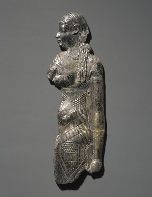 Egyptian. <em>Plaque of a Queen or Goddess (perhaps Cleopatra IV)</em>, 305–30 B.C.E. Gold-plated repousse silver, 15 3/4 × 9 × 1 in. (40 × 22.9 × 2.5 cm). Brooklyn Museum, Charles Edwin Wilbour Fund, 44.120. Creative Commons-BY (Photo: Brooklyn Museum, 44.120_SL1.jpg)