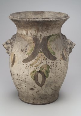 Solomon Bell (American, 1817–1882). <em>Urn or Pot</em>, ca. 1880. Earthenware, 15 x 12 1/2 x 10 1/2 in. (38.1 x 31.8 x 26.7 cm). Brooklyn Museum, Dick S. Ramsay Fund, 44.196.13. Creative Commons-BY (Photo: Brooklyn Museum, 44.196.13.jpg)