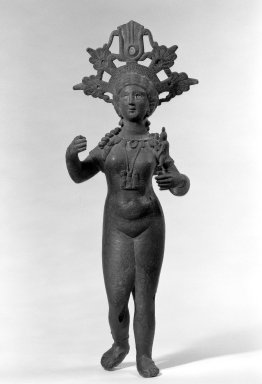  <em>Figure of Isis-Aphrodite</em>, 1st–2nd century C.E. Bronze, Height: 23 1/8 in. (58.7 cm). Brooklyn Museum, Charles Edwin Wilbour Fund, 44.224. Creative Commons-BY (Photo: Brooklyn Museum, 44.224_front_bw.jpg)