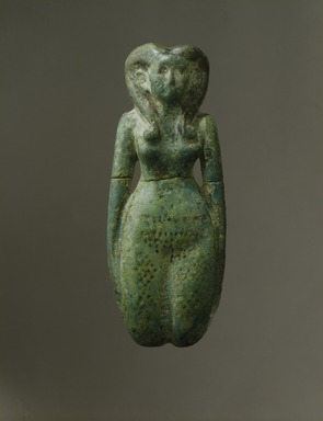  <em>Female Figurine</em>, ca. 1938–1630 B.C.E. Faience, 2 x 5 3/16 in. (5.1 x 13.1 cm). Brooklyn Museum, Charles Edwin Wilbour Fund, 44.226. Creative Commons-BY (Photo: Brooklyn Museum, 44.226_SL1.jpg)