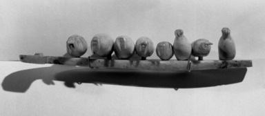 Iñupiaq. <em>Carving of nine walruses on an ice floe</em>, first quarter 20th century. Ivory, 6 x 1 5/8 x 3/4 in. (15.2 x 4.1 x 1.9 cm). Brooklyn Museum, A. Augustus Healy Fund, 44.34.9. Creative Commons-BY (Photo: Brooklyn Museum, 44.34.9_acetate_bw.jpg)