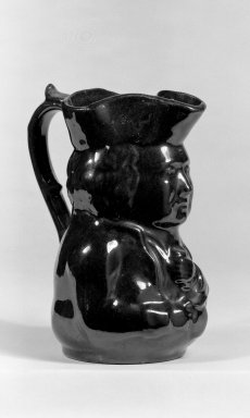 Possibly J. E. Jeffords & Co. Port Richmond Pottery. <em>Toby Pitcher</em>, 1868–1890. Earthenware, 5 1/4 in. (13.3 cm). Brooklyn Museum, Gift of Arthur W. Clement, 45.1.34. Creative Commons-BY (Photo: Brooklyn Museum, 45.1.34_bw.jpg)
