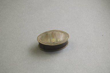 Akan. <em>Box with Cover</em>, 19th century. Copper alloy, (5.2 x 3.0 x 1.8 cm). Brooklyn Museum, Carll H. de Silver Fund, 45.11.4a-b. Creative Commons-BY (Photo: Brooklyn Museum, 45.11.4a-b_top_PS5.jpg)