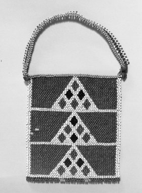 Zulu. <em>Neck Ornament (Ibheqe or Umphapheni)</em>, mid to late 19th century. Glass beads, sinew, 11 1/2 × 7 1/4 × 1/2 in. (29.2 × 18.4 × 1.3 cm). Brooklyn Museum, Gift of Mrs. Herman Eggers, 45.125.10. Creative Commons-BY (Photo: Brooklyn Museum, 45.125.10_acetate_bw.jpg)