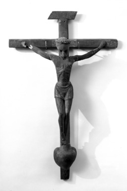 Unknown. <em>Crucifix</em>. Painted wood, 18 3/4 x 33 3/8 in. (47.6 x 84.8 cm). Brooklyn Museum, Henry L. Batterman Fund, 45.128.206. Creative Commons-BY (Photo: Brooklyn Museum, 45.128.206_view2_bw.jpg)