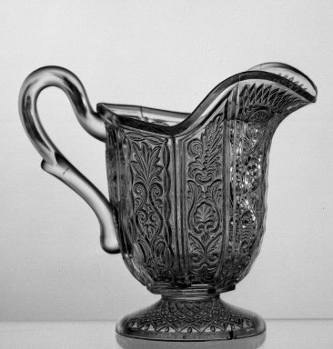 American. <em>Pitcher</em>, ca. 1869. Glass, 5 x 2 7/8 in. (12.7 x 7.3 cm). Brooklyn Museum, Dick S. Ramsay Fund, 45.143.41. Creative Commons-BY (Photo: Brooklyn Museum, 45.143.41_view1_acetate_bw.jpg)