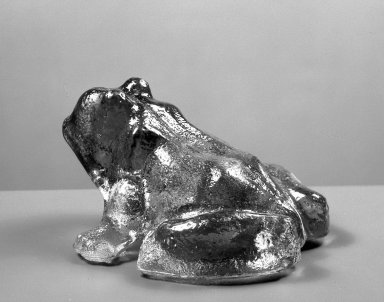 American. <em>Door Stop in Form of Frog</em>, mid-19th century. Molded glass, 2 7/8 x 4 3/8 in. (7.3 x 11.1 cm). Brooklyn Museum, Gift of Mrs. Franklin Chace, 45.76.3. Creative Commons-BY (Photo: Brooklyn Museum, 45.76.3_acetate_bw.jpg)