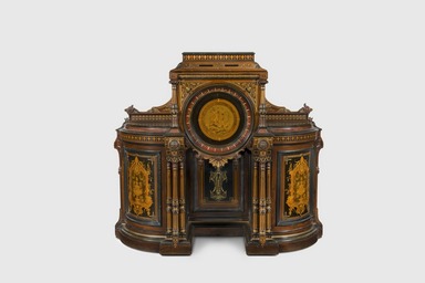 Kimbel and Cabus (1863–1882). <em>Cabinet</em>, ca. 1870. Rosewood, cherry, other woods, brass, gilding, 62 1/2 x 19 1/4 x 68 in. (158.8 x 48.9 x 172.7 cm). Brooklyn Museum, Anonymous gift, 45.96. Creative Commons-BY (Photo: Gavin Ashworth, 45.96_GavinAshworth.jpg)