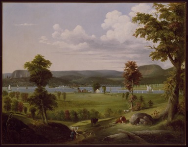 George H. Durrie (American, 1820-1863). <em>Summer Landscape Near New Haven</em>, ca. 1849. Oil on canvas, 35 7/16 x 49 3/8 in. (90 x 125.4 cm). Brooklyn Museum, Dick S. Ramsay Fund, 46.162 (Photo: Brooklyn Museum, 46.162_SL3.jpg)