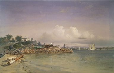 Francis Augustus Silva (American, 1835-1886). <em>View near New London, Connecticut</em>, 1877. Opaque and transparent watercolor over graphite on beige, moderately thick, slightly textured wove paper, 17 9/16 x 27 5/8 in. (44.6 x 70.2 cm). Brooklyn Museum, Dick S. Ramsay Fund, 46.195 (Photo: Brooklyn Museum, 46.195.jpg)