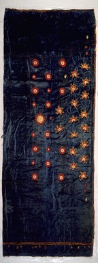 George A. Schastey (1839-1894). <em>Curtain Panel (one of a pair) (part of a set of two pairs of Curtains) Moorish style, Rockefeller Room</em>, ca. 1880. Aquamarine blue silk velvet with elaborately embroidered appliques Brooklyn Museum, Gift of John D. Rockefeller, Jr., 46.43.22. Creative Commons-BY (Photo: Brooklyn Museum, 46.43.22.jpg)