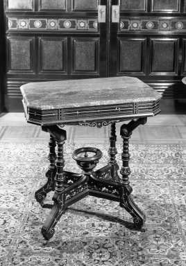 Unknown. <em>Table</em>, ca. 1880. Ebonized chery, marble, 30 1/2 x 20 1/4 x 28 1/4 in. (77.5 x 51.4 x 71.8 cm). Brooklyn Museum, Gift of John D. Rockefeller, Jr., 46.43.3. Creative Commons-BY (Photo: Brooklyn Museum, 46.43.3_bw.jpg)