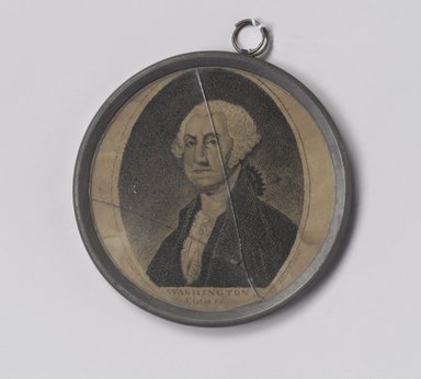 Gilbert Stuart (American, 1755-1828). <em>Frame</em>, ca. 1800. Pewter, glass, paper, 3 1/4 x 3 1/4 x 1/4 in. (8.3 x 8.3 x 0.6 cm). Brooklyn Museum, Gift of Arthur W. Clement, 47.1.6. Creative Commons-BY (Photo: Brooklyn Museum, 47.1.6.jpg)