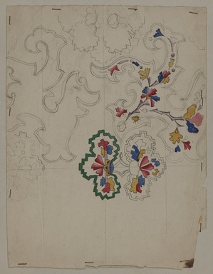  <em>Design Drawing</em>, early 19th century. Penicl and paint on paper, 7 1/2 x 9 3/4 in. (19.1 x 24.8 cm). Brooklyn Museum, Museum Collection Fund, 47.189.20 (Photo: Brooklyn Museum, 47.189.20_overall_PS20.jpg)