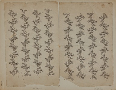  <em>Design Drawing</em>, late 18th century. Ink on paper, a and b: 8 1/4 x 13 1/4 in. (21 x 33.7 cm). Brooklyn Museum, Museum Collection Fund, 47.189.28a-b (Photo: Brooklyn Museum, 47.189.28a-b_overall_PS20.jpg)
