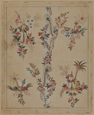  <em>Design Drawing</em>, second half 18th century. Ink and paint on paper, 9 x 11 in. (22.9 x 27.9 cm). Brooklyn Museum, Museum Collection Fund, 47.189.4 (Photo: Brooklyn Museum, 47.189.4_overall_PS20.jpg)