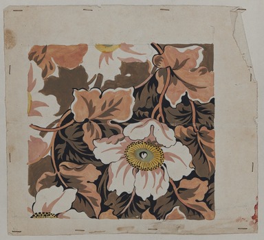  <em>Design Drawing</em>, early 19th century. Paint and pencil on paper, 8 5/8 x 8 in. (21.8 x 20.3 cm). Brooklyn Museum, Museum Collection Fund, 47.189.6 (Photo: Brooklyn Museum, 47.189.6_overall_PS20.jpg)