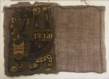 Nazca. <em>Fragment</em>. Cotton?, camelid fiber?, 3 15/16 x 5 7/8 in. (10 x 15 cm). Brooklyn Museum, Gift of Nathalie Zimmerman, 47.195. Creative Commons-BY (Photo: Brooklyn Museum, 47.195_front_PS5.jpg)