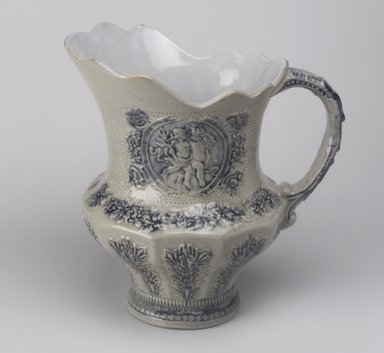 American. <em>Pitcher</em>, 19th century. Stoneware, 9 3/4 x 9 1/2 x 6 1/2 in. (24.8 x 24.1 x 16.5 cm). Brooklyn Museum, Gift of Mrs. Willard C. Brinton, 47.30.2. Creative Commons-BY (Photo: Brooklyn Museum, 47.30.2.jpg)