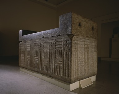  <em>Sarcophagus</em>, ca. 2585–2532 B.C.E. Granite, 51 1/4 x 93 1/4 x 41 in. (130.2 x 236.9 x 104.1 cm). Brooklyn Museum, Charles Edwin Wilbour Fund, 48.110. Creative Commons-BY (Photo: , 48.110_SL3.jpg)