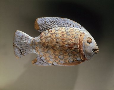  <em>Fish</em>, ca. 1390–1336 B.C.E. Clay, pigment, 2 9/16 x 4 7/16 x 1 1/4 in. (6.5 x 11.2 x 3.2 cm). Brooklyn Museum, Charles Edwin Wilbour Fund, 48.111. Creative Commons-BY (Photo: Brooklyn Museum, 48.111_SL1.jpg)