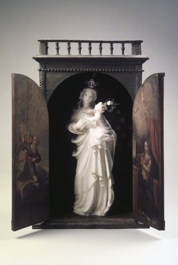 Unknown. <em>Crowned Virgin and Christ Child</em>, ca. 18th century. Marble, silver, polychrome, Sculpture: 23 x 10 x 6in. (58.4 x 25.4 x 15.2cm). Brooklyn Museum, Frank L. Babbott Fund, Frank Sherman Benson Fund, Carll H. de Silver Fund, A. Augustus Healy Fund, Caroline A.L. Pratt Fund, Charles Stewart Smith Memorial Fund, and Ella C. Woodward Memorial Fund, 48.206.30a-c. Creative Commons-BY (Photo: Brooklyn Museum, 48.206.30a-c.jpg)