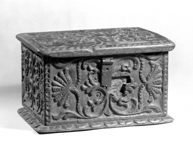  <em>Carved Box</em>, ca.1800. Wood, 7 3/4 x 11 1/4 x 7 1/2 in. (19.7 x 28.6 x 19.1 cm). Brooklyn Museum, Frank L. Babbott Fund, Frank Sherman Benson Fund, Carll H. de Silver Fund, A. Augustus Healy Fund, Caroline A.L. Pratt Fund, Charles Stewart Smith Memorial Fund, and Ella C. Woodward Memorial Fund, 48.206.49. Creative Commons-BY (Photo: Brooklyn Museum, 48.206.49_bw.jpg)