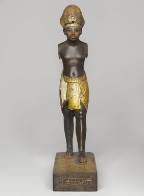  <em>Amunhotep III</em>, ca. 1390–1352 B.C.E. Wood, gold leaf, glass, pigment, Total height: 10 3/8 in. (26.3 cm). Brooklyn Museum, Charles Edwin Wilbour Fund, 48.28. Creative Commons-BY (Photo: Brooklyn Museum, 48.28_front_PS4.jpg)