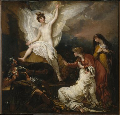 Benjamin West (American, 1738-1820). <em>The Women at the Sepulchre (The Angel at the Tomb of Christ)</em>, 1805. Oil on panel, 32 11/16 x 34 1/16 in. (83 x 86.5 cm). Brooklyn Museum, Dick S. Ramsay Fund, 48.76 (Photo: Brooklyn Museum, 48.76_SL1.jpg)