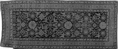  <em>Rug</em>, 19th century. Wool pile on wool and cotton foundation, Old Dims: 123 x 52 1/2 in. (312.4 x 133.4 cm). Brooklyn Museum, Gift of F. Ethel Wickham, 49.142.2. Creative Commons-BY (Photo: Brooklyn Museum, 49.142.2_acetate_bw.jpg)
