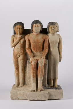  <em>Statue of Nykara and his Family</em>, ca. 2455–2350 B.C.E. Limestone, pigment, 22 5/8 x 14 1/2 x 10 7/8 in. (57.5 x 36.8 x 27.7 cm). Brooklyn Museum, Charles Edwin Wilbour Fund, 49.215. Creative Commons-BY (Photo: Brooklyn Museum, 49.215_front_PS22.jpg)